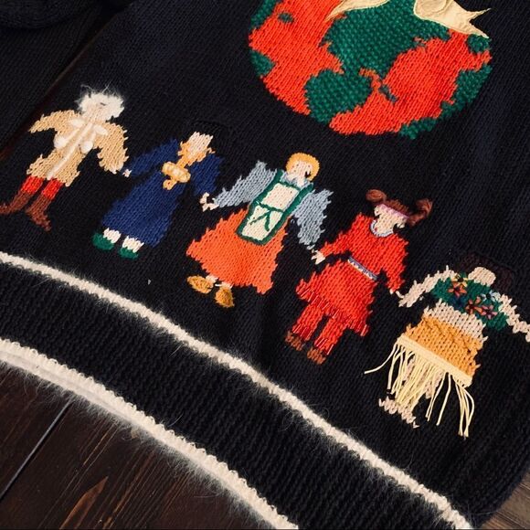 Vintage Sweater by Marisa Christina hand knitted Holiday Sweater size L - Picture 8 of 8